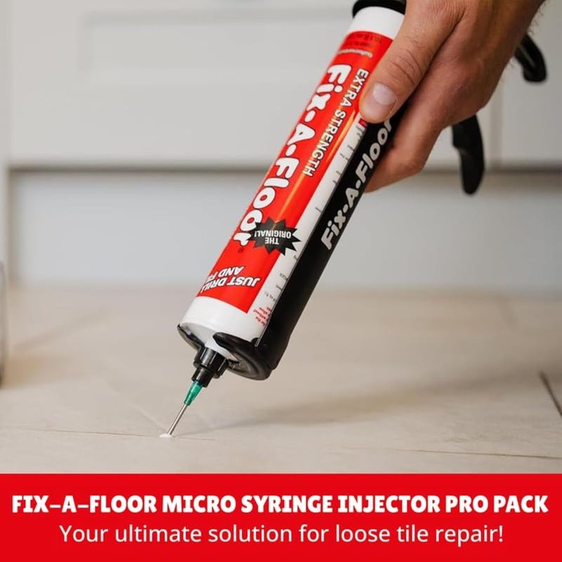 Fix-A-Floor The Original Loose Tile Repair Adhesive PRO Pack! Includes a Micro Syringe Injector and Two Drill Bits -Tile, Porcelain, Ceramic, Marble, Stone, Wood Floor. Pack of 2 - Image 5